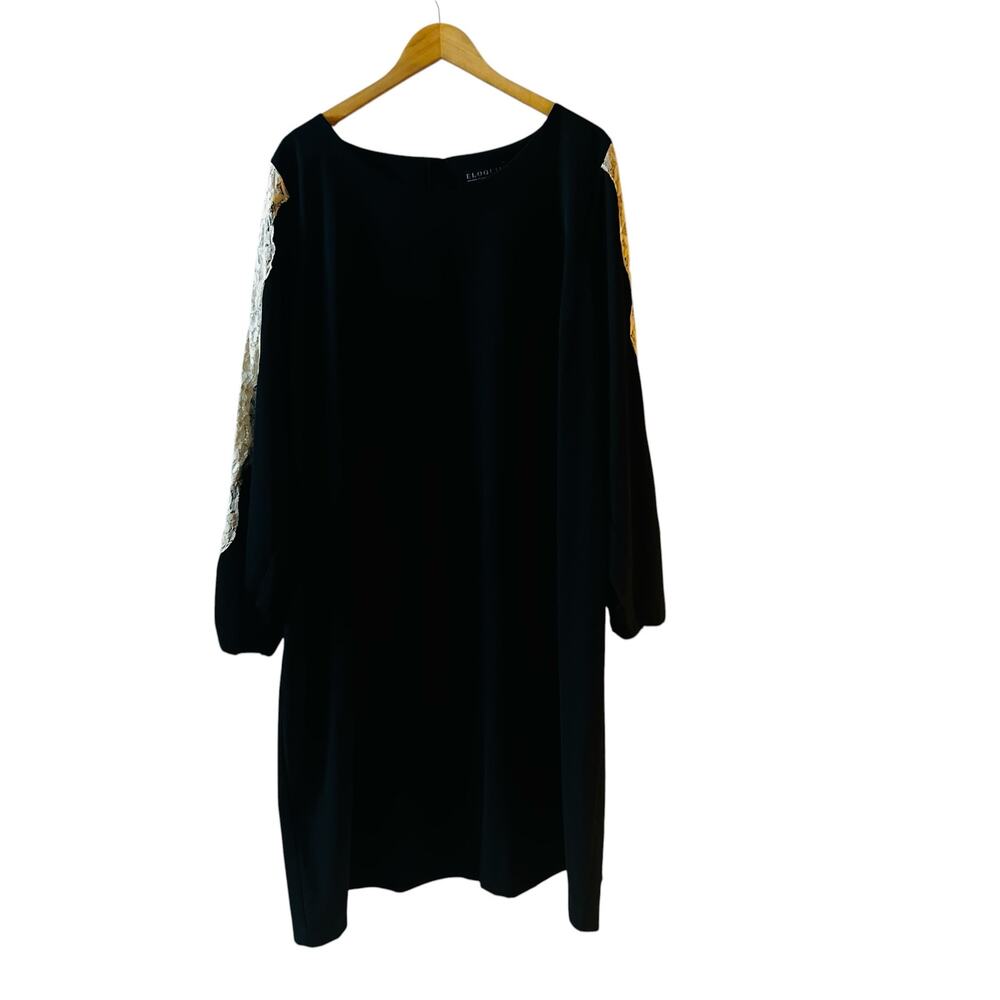 Eloquii Long Sleeve Crew Neck Shift Dress Size 22 Black - Picture 2 of 7